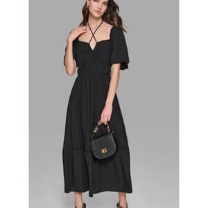 NWT Karl Lagerfeld Short Sleeved Tiered Maxi Dress Women's Size 8 Puff Sleeve